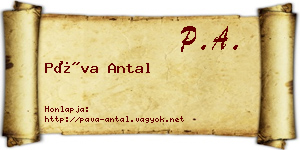 Páva Antal névjegykártya